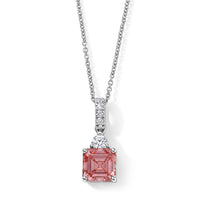 SGL Certified 10K White Gold Luxuriant Asscher Cut Lab Grown Pink Diamond (IR) and Lab Grown Diamond (VS) Pendant Necklace (20 Inches) 2.25 ctw