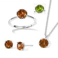EverTrue Autumn Alexite Sparkling Set Earrings, Ring (Size 5) and Pendant in Platinum Bond with Stainless Steel Necklace (20 Inches) 6.40 ctw