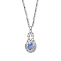 D''Joy Tanzanite, White Zircon Pendant in Rhodium Over Sterling Silver with Stainless Steel Necklace (20 Inches) 0.70 ctw