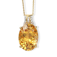 D'Joy Yellow Labradorite, Diamond Pendant Necklace (20 Inches) in 18K Vermeil YG Over Sterling Silver 11.50 ctw