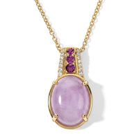 EverTrue Kunzite and Multi Gemstone 11.50 ctw Pendant in 18K YG Plated with ION Plated YG Stainless Steel Necklace 20 Inches
