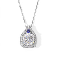 D''Joy Moissanite and Tnazanite 5.35 ctw Pendant Necklace in Rhodium Over Sterling Silver 20 Inches