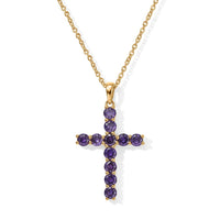 EverTrue Simulated Purple Diamond Pendant in 18K YG Plated with ION Plated YG Stainless Steel Necklace 20 Inches