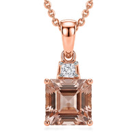 Premium Pink Morganite, Luxuriant Lab Grown Diamond (G-H, SI) Blush Romance Pendant Necklace (20 Inches) in 18K Vermeil RG Over Sterling Silver 1.55 ctw