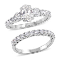Luxuriant Lab Grown Diamond (SI1) Set of 2 Ring in Sterling Silver (Size 6.0)  2.30 ctw