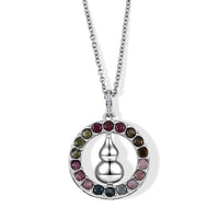 Multi-Tourmaline and Simulated Diamond 5.02 ctw Beaded Necklace in Silvertone (20 Inches)
