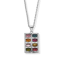 Multi-Tourmaline 2.00 ctw Beaded Necklace in Silvertone (20 Inches)