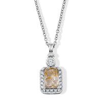 Golden Rutilated Quartz and Simulated Diamond 4.00 ctw Beaded Necklace in Silvertone (20 Inches)