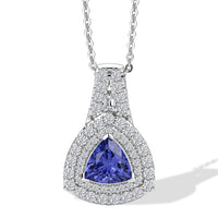 Certified & Appraised D'Joy Premium Tanzanite and Moissanite 2.00 ctw Pendant Necklace in Rhodium Over Sterling Silver 18 Inches