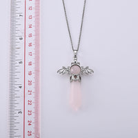 Galilea Rose Quartz Pendant in Silvertone with Stainless Steel Necklace (20 Inches) 40.00 ctw
