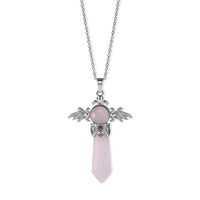 Galilea Rose Quartz Pendant in Silvertone with Stainless Steel Necklace (20 Inches) 40.00 ctw