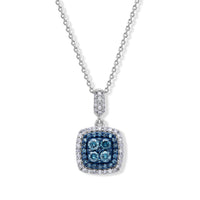 Luxuriant Blue Diamond, Lab Grown Diamond (SI) Pendant Necklace (18-20 Inches) in Rhodium Over Sterling Silver 0.50 ctw