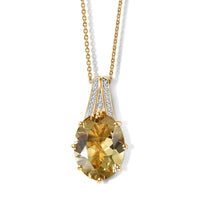 D'Joy Yellow Labradorite, Moissanite Pendant Necklace (20 Inches) in 18K Vermeil YG Over Sterling Silver 8.00 ctw