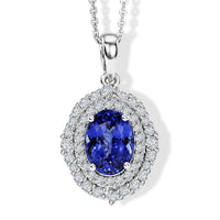 Certified and Appraised D'Joy Premium Tanzanite, Moissanite Pendant Necklace (18 Inches) in Rhodium Over Sterling Silver 2.00 ctw