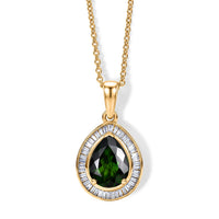 Luxoro 10K Yellow Gold Premium Chrome Diopside, Diamond (I2) (0.37 cts) Crowned Majesty Pendant Necklace (20 Inches) 2.25 ctw