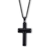 D'Joy Black Jade Men's Cross Pendant in Sterling Silver with Stainless Steel (20 Inches) 16.10 ctw