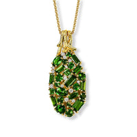 D'Joy Chrome Diopside, Moissanite Regal Garden Pendant Necklace (20 Inches) in 18K Vermeil YG Over Sterling Silver 3.65 ctw