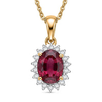 D'Joy Premium Ouro Fino Rubellite and Diamond 1.70 ctw Pendant Necklace in 18K Vermeil Yellow Gold Over Sterling Silver (20 Inches)