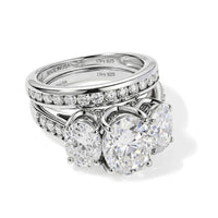 D'Joy Moissanite 6.90 ctw Set of 2 Band Ring in Rhodium Over Sterling Silver (Size 7)