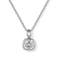 D''Joy Moissanite 2.40 ctw Pendant in Rhodium Over Sterling Silver with Stainless Steel Necklace 20 Inches