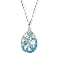 D' Joy Premium Betroka Blue Apatite Pendant Necklace (20 Inches) in Rhodium Over Sterling Silver 1.10 ctw