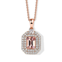D''Joy Pink Morganite , Moissanite Main Stone With Surrounding Stone Pendant in 18K RG VermeilSterling Silver 1.43 ctw
