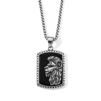 Black Agate 15.00 ctw Pendant Necklace (24 Inches) in Stainless Steel
