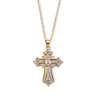 Simulated Diamond Pendant in Goldtone with ION Plated YG Stainless Steel Necklace (16 to 18 Inches) 2.00 ctw