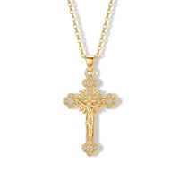 Simulated Diamond Pendant in Goldtone with ION Plated YG Stainless Steel Necklace (16-18 Inches) 2.00 ctw 4494011