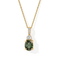 10K Yellow Gold AAA Malawi Green Sapphire, Luxuriant Lab Grown Diamond (E-F, VS) (0.35 cts) Majestic Spotlight Pendant Necklace (18 Inches) 2.85 ctw