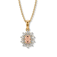 D'Joy Premium Pink Morganite and Moissanite 0.70 ctw Pendant Necklace in 18K Vermeil Yellow Gold Over Sterling Silver (20 Inches)