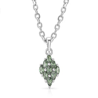 D'Joy Malawi Green Sapphire Pendant Necklace (20 Inches) in Rhodium Over Sterling Silver 1.00 ctw