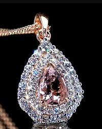 Certified & Appraised D'Joy Premium Pink Morganite, Moissanite Pendant Necklace (18 Inches) in 18K Vermeil RG Over Sterling Silver 1.01 ctw