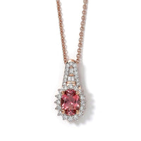 10K Rose Gold Premium Blush Tourmaline, Luxuriant Lab Grown Diamond (E-F, VS) (0.25) Pendant Necklace (20 Inches) 1.10 ctw