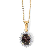 Luxoro 10K Yellow Gold AAA Platinum Spinel, Diamond (I2) (0.15 cts) Pendant Necklace (20 Inches) 1.60 ctw