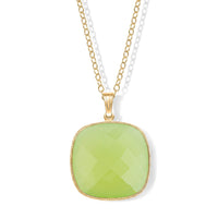 Green Agate 20.00 ctw Pendant Necklace in 14K Yellow Gold Over Sterling Silver 18 Inches