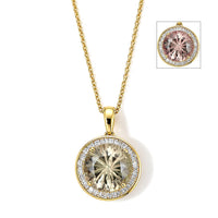 Certified & Appraised 10K Yellow Gold Hanabi Cut AAA Turkizite, Luxuriant White Diamond (I2) (0.30 cts) Solitaire Pendant Necklace (18 Inches) 4.40 ctw