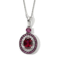 D'Joy Premium Orissa Rhodolite Garnet and Multi Gemstone 3.50 ctw Pendant Necklace in Rhodium Over Sterling Silver (20 Inches)