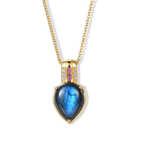 EverTrue AAA Malagasy Labradorite, Multi Gemstone Pendant in 18K YG Plated with ION Plated YG Stainless Steel Necklace (20 Inches) 9.90 ctw