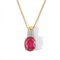 D'Joy Premium Niassa Ruby (FF), Moissanite Pendant Necklace (20 Inches) in 18K Vermeil YG Over Sterling Silver 4.00 ctw