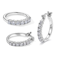 EverTrue Moissanite Hoop Earrings and Ring (Size 5.00) in Stainless Steel 2.15 ctw