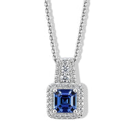 Certified & Appraised D''Joy Asscher Cut Premium Tanzanite, Moissanite Pendant Necklace (18 Inches) in Rhodium Over Sterling Silver 1.50 ctw