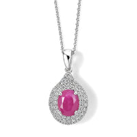 D'Joy Premium Ruby, Moissanite Pendant Necklace (18 Inches) in Rhodium Over Sterling Silver 2.35 ctw 4495717