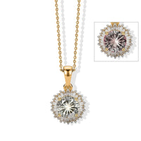 D'Joy Hanabi Cut AAA Turkizite, Diamond (0.25 cts) Starburst Halo Pendant Necklace (20 Inches) in 18K Vermeil YG Over Sterling Silver 1.75 ctw