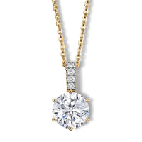 D'Joy 120 Facet Moissanite 1.90 ctw Pendant Necklace in 18K Vermeil Yellow Gold Over Sterling Silver 20 Inches