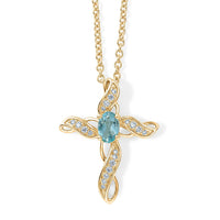 EverTrue Premium Betroka Blue Apatite, White Zircon Pendant in 18K YG Plated with Stainless Steel Necklace (20 Inches) 0.85 ctw