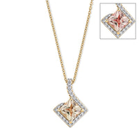 D''Joy Asscher Cut Premium Turkizite, Moissanite Pendant Necklace (18 Inches) in 18K Vermeil YG Over Sterling Silver 1.46 ctw