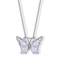 D'Joy Natural Jade, Moissanite Butterfly Pendant Necklace (18 Inches) in Rhodium Over Sterling Silver 6.40 ctw
