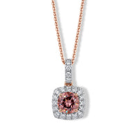 Certified & Appraised 10K Rose Gold AAA Blush Tourmaline, Luxuriant Lab Grown Diamond (G-H, SI) (0.31 cts) Pendant Necklace (18 Inches) 1.30 ctw