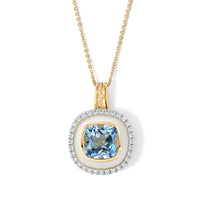 GP Trionfo Collection Premium Sky Blue Topaz, White Zircon Pendant Necklace (20 Inches) in 18K Vermeil YG Over Sterling Silver 5.75 ctw